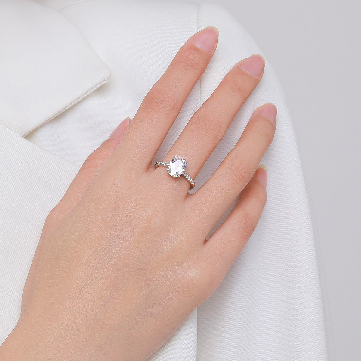 Sterling Silver Zircon Ring: Chic and Elegant Luxury Accessory
