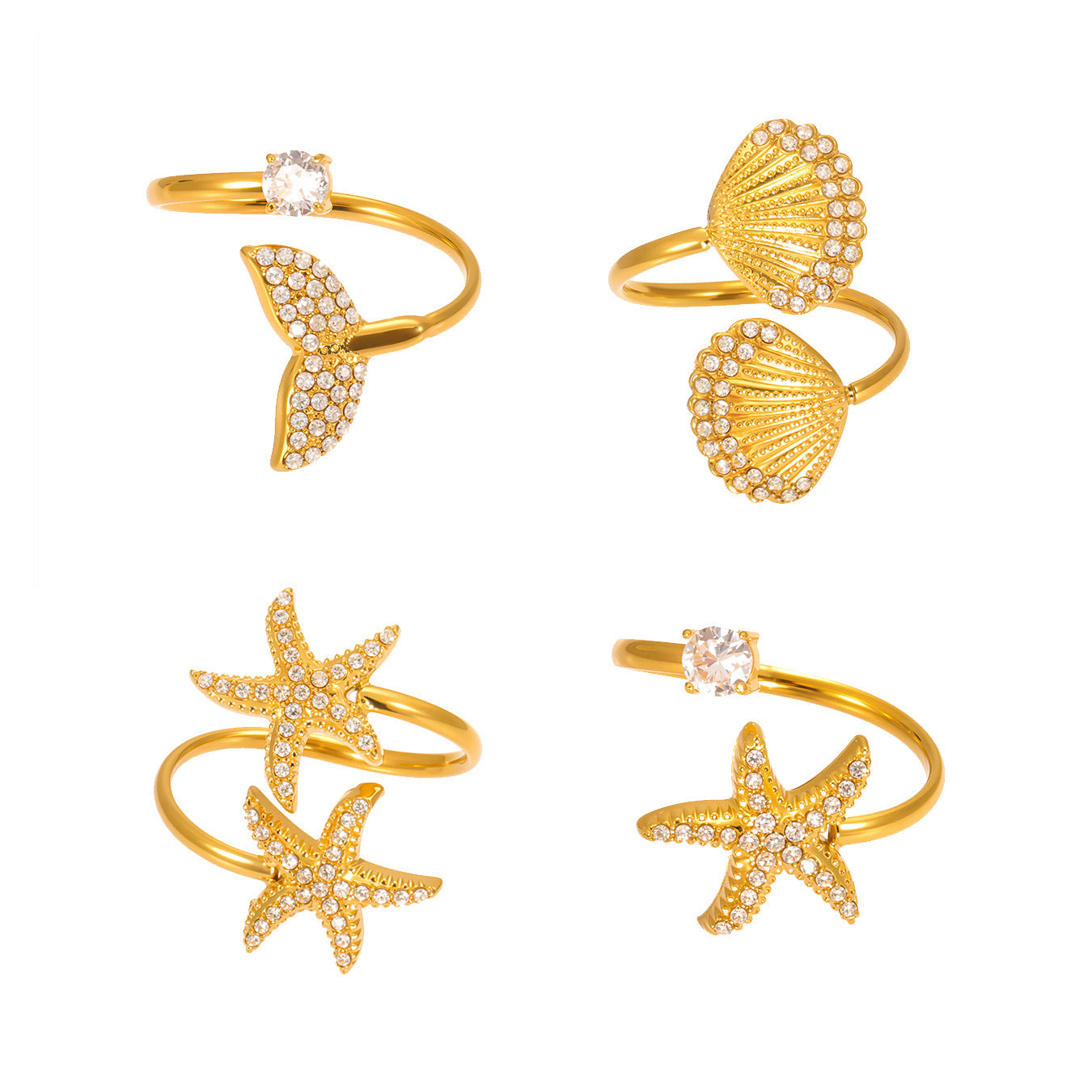 Planderful Starfish Ring 18K Gold Plated Beach Lovers