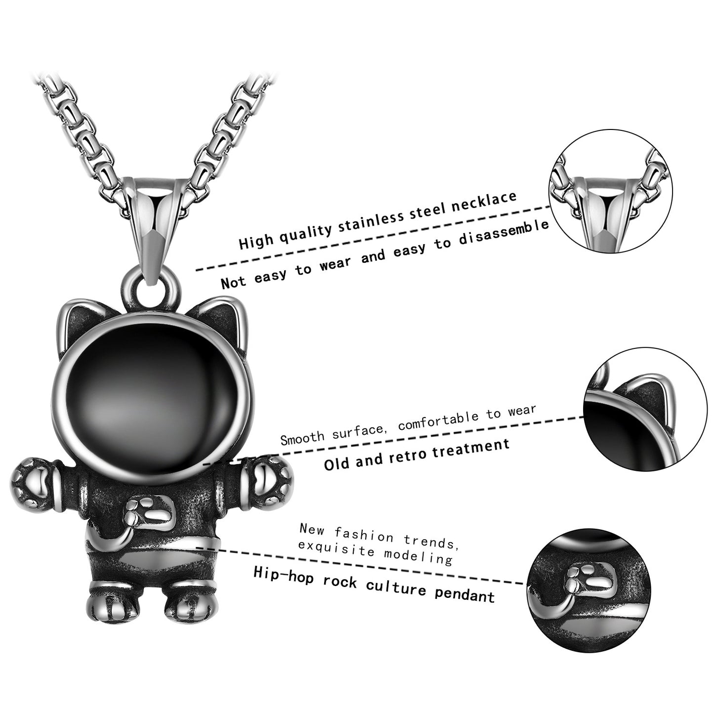 Steel Necklace – Statement Space Cat