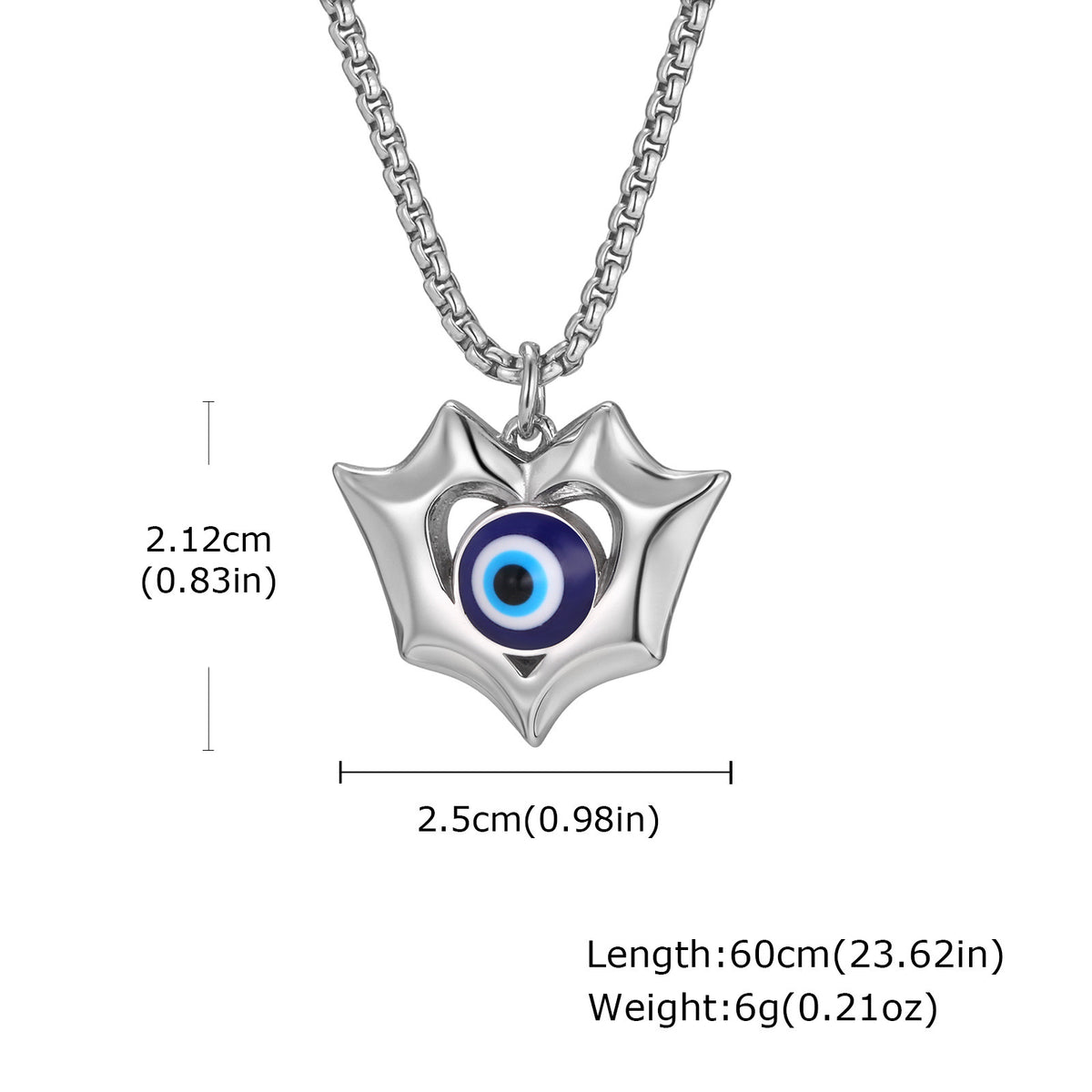 Devil's Eye Heart Stainless Steel Pendant