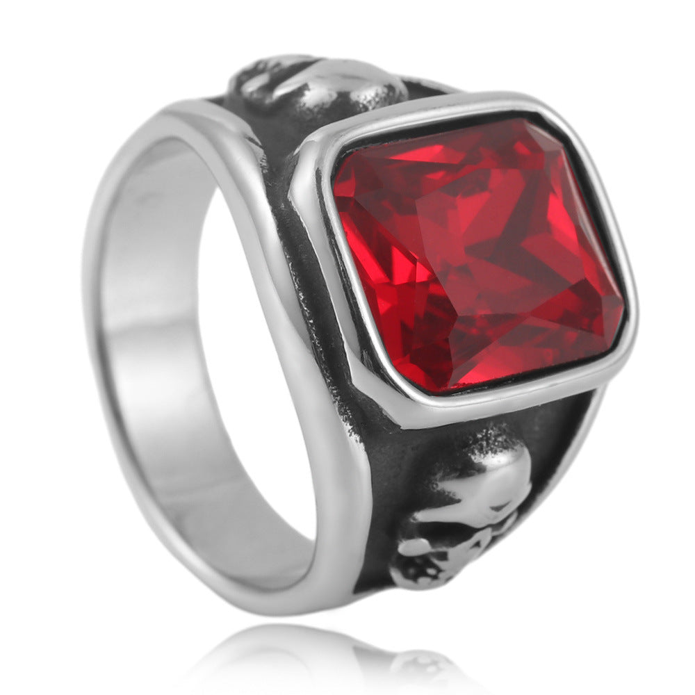 Planderful Titanium Steel Ring Multi Colored Stone Unisex Bold Statement For Men