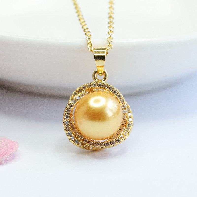 Champagne Shell Pearl Nest Pendant — No Chain