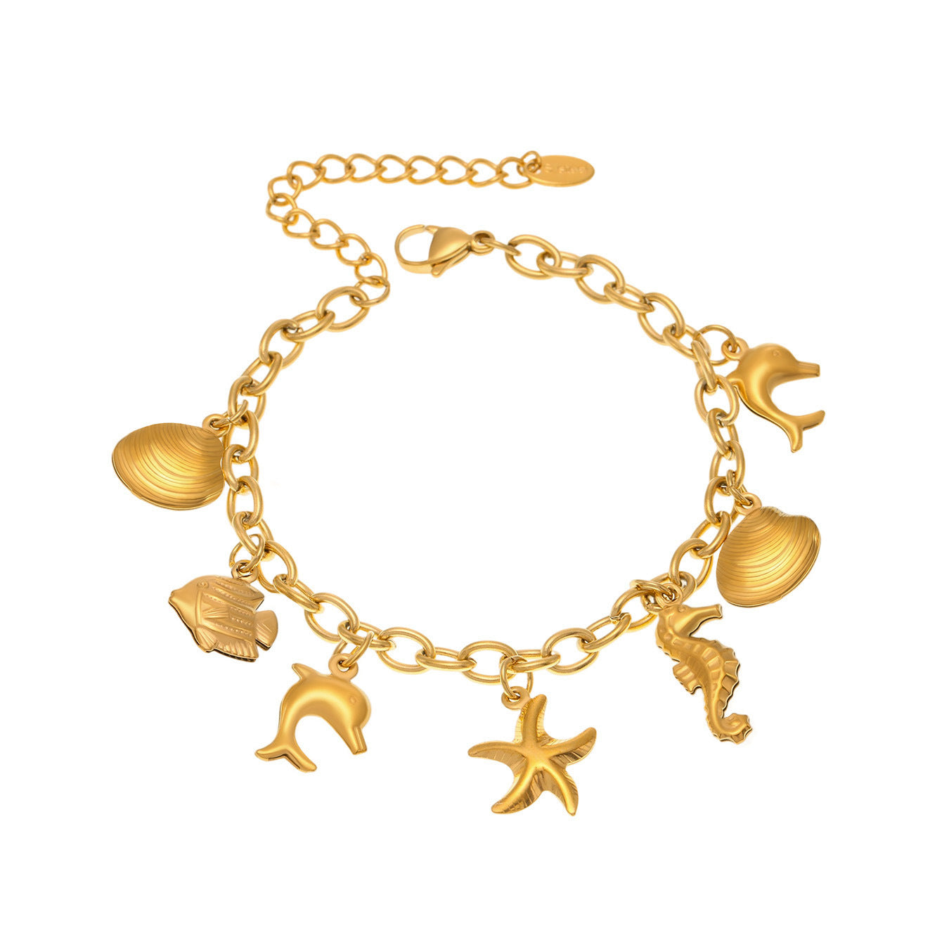 Planderful Dolphin Starfish Anklet For Her Gold Plated