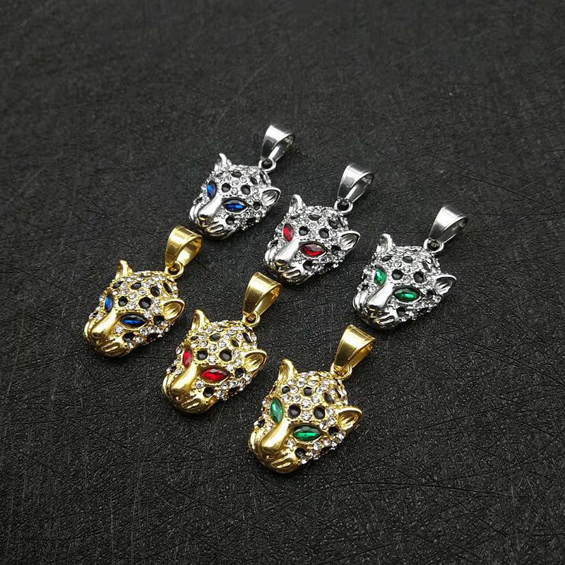 Zircon Necklace - Statement Hip Hop Leopard Head Pendant In Gold Plated Stainless Steel