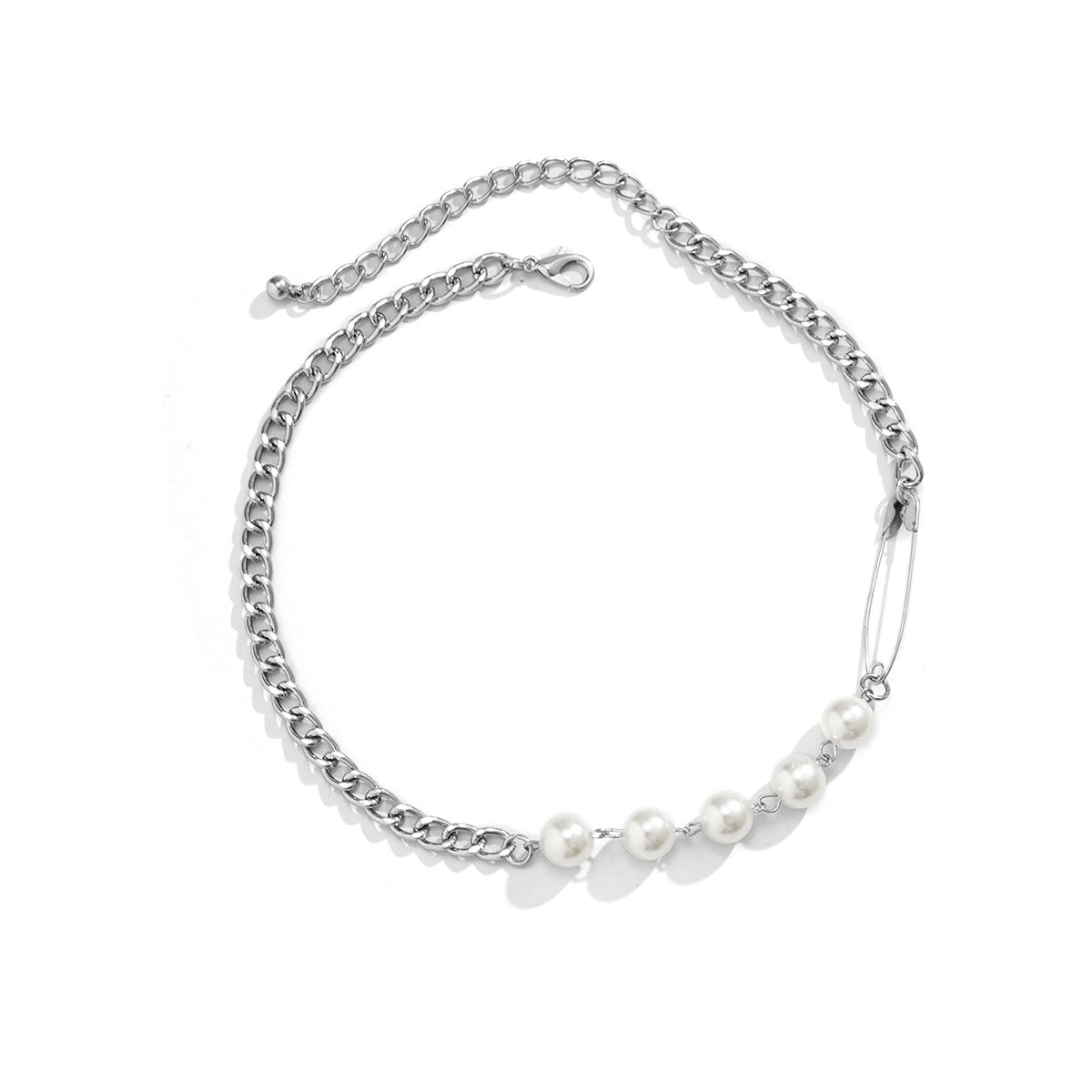 Planderful Vienna Verve Asymmetric Chain Necklace With Imitation Pearl For Women Statement Piece