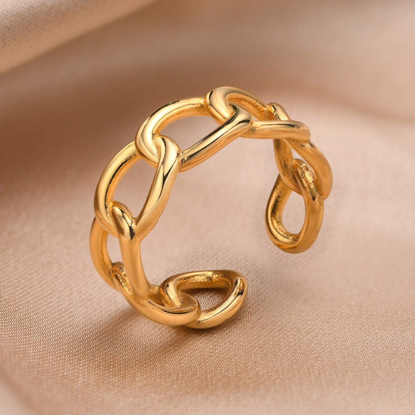Rings Stainless Steel Chain Open Pig Nose Ring Gold Female
