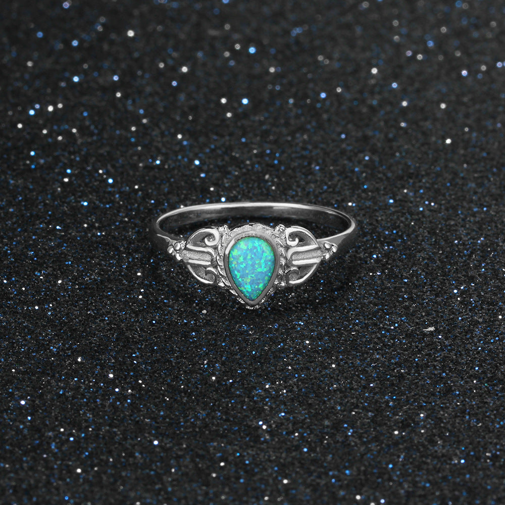 Planderful Jewelry Opal Ring Sterling Silver Zircon Accents For Elegant Everyday Wear Size 6 to 8