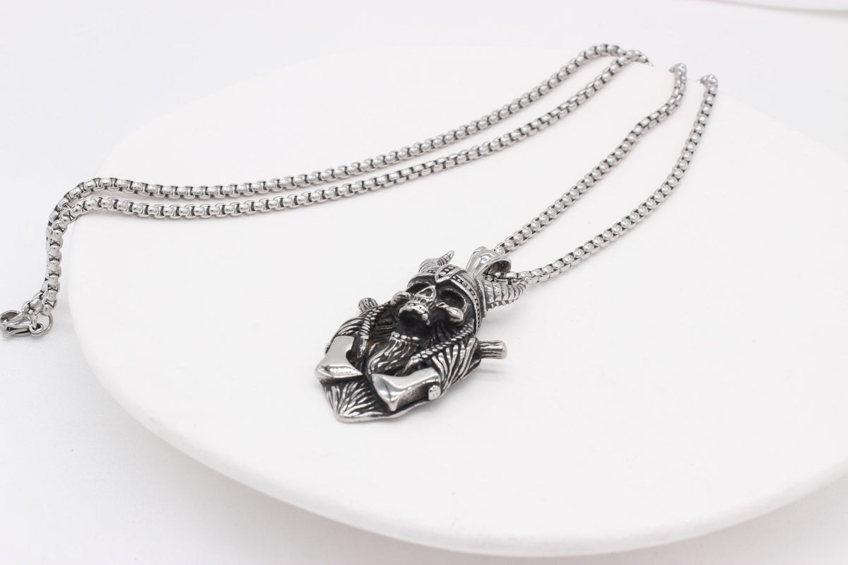 Reaper Sickle Skull Titanium Steel Pendant Necklace