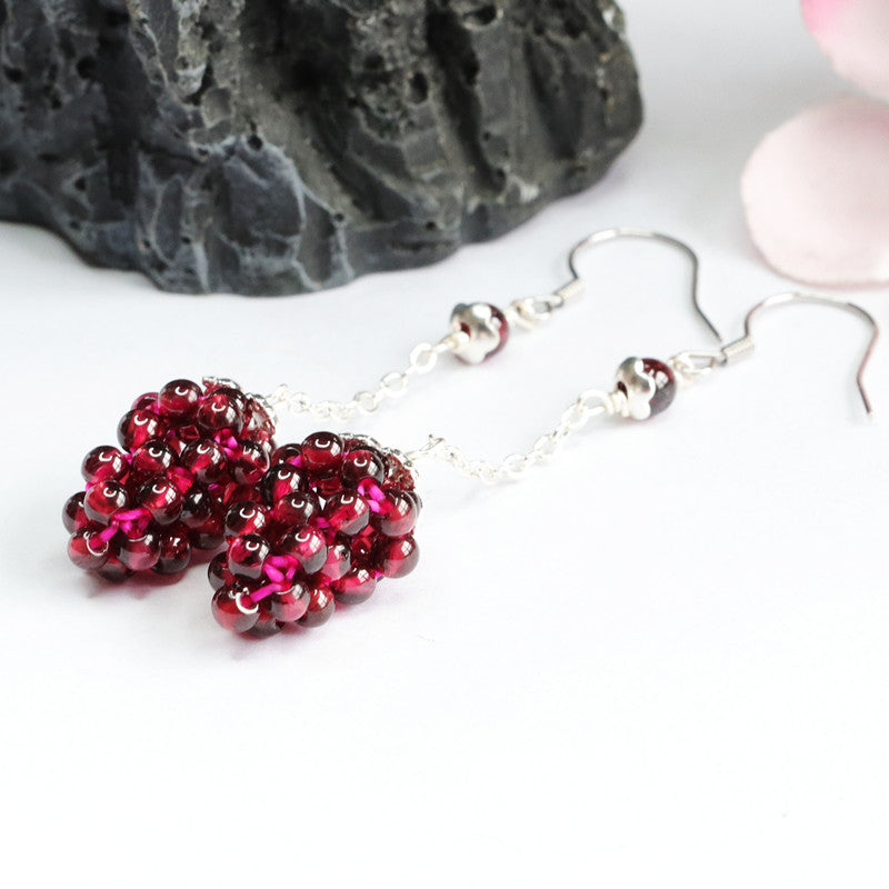 Garnet 925 Silver Hook Earrings