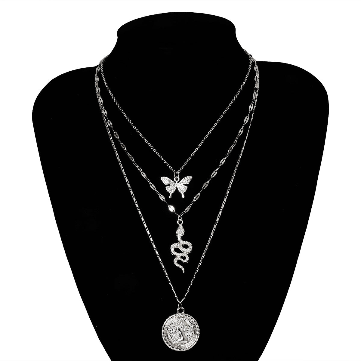 Planderful Vienna Verve Personalized Butterfly Layered Necklace For Women Elegant Statement Gift