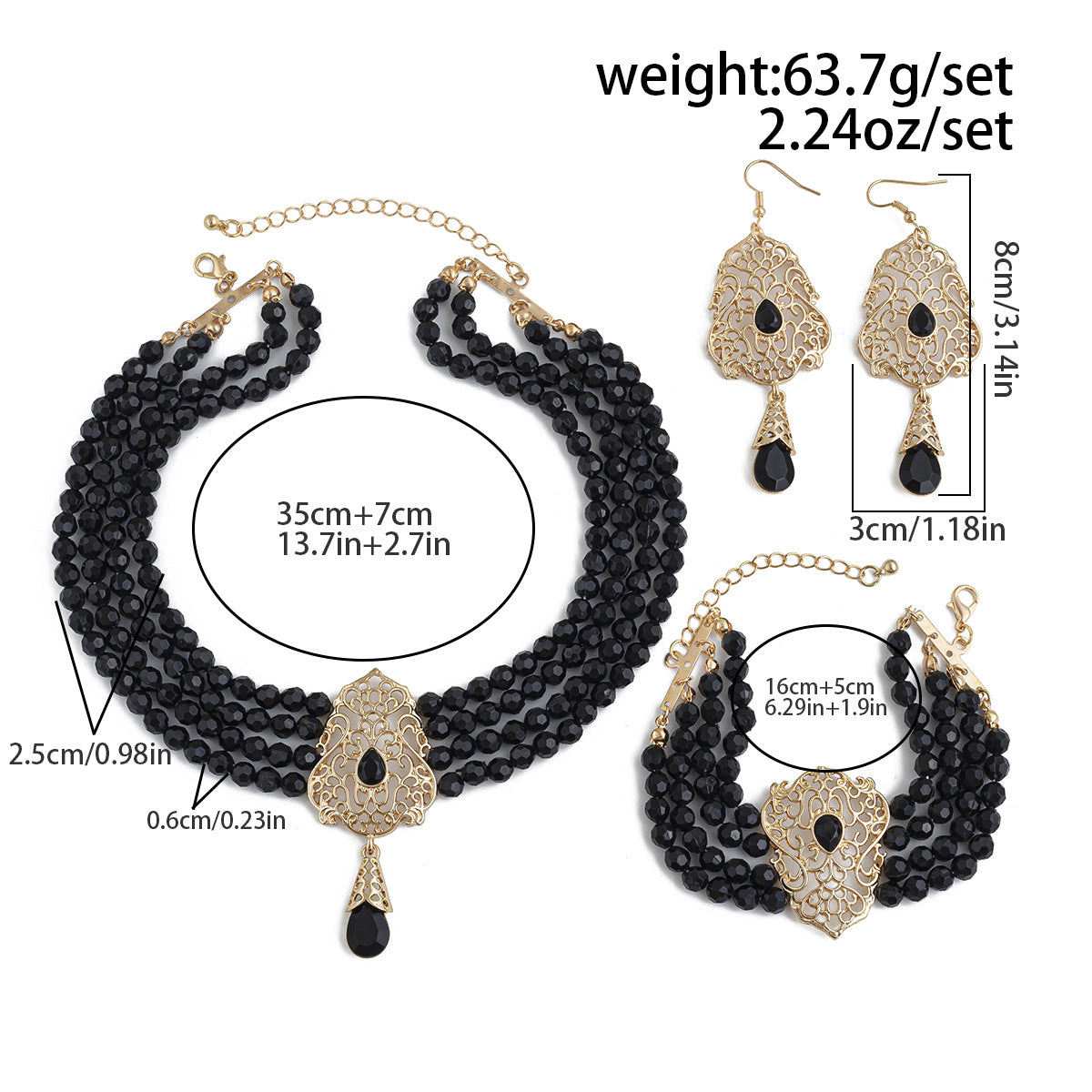 French Crystal Teardrop Jewelry Set