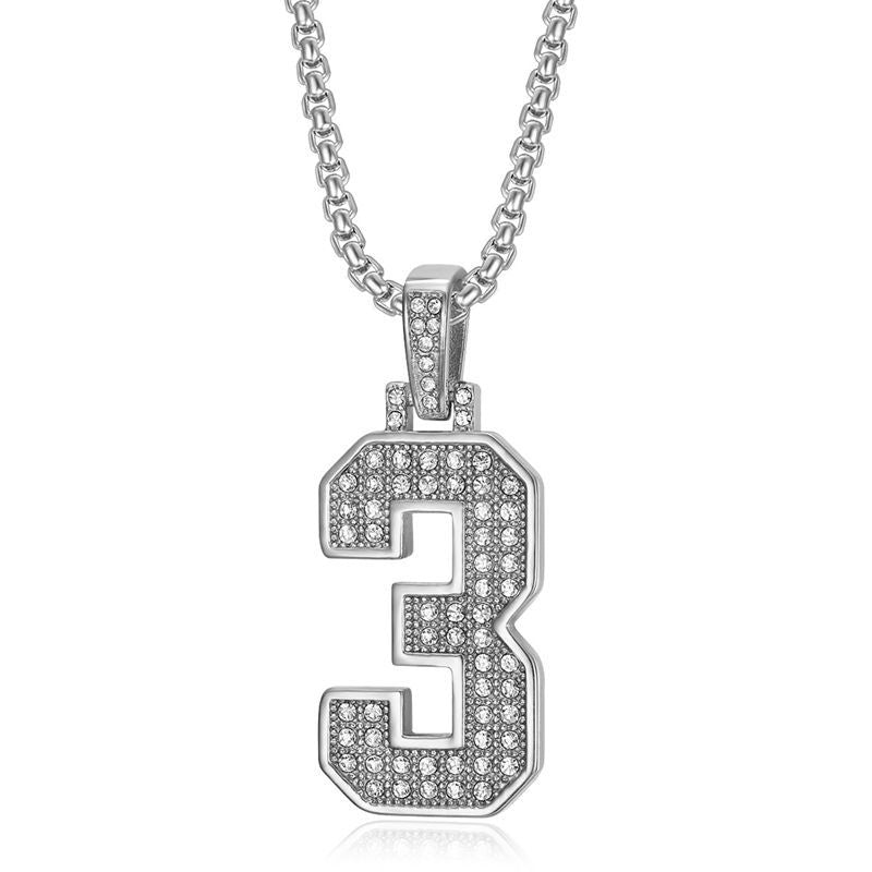 Planderful Everyday Genie Hiphop Stainless Steel Gold Plated Zircon 0to9 Digital Pendant Necklace For Men