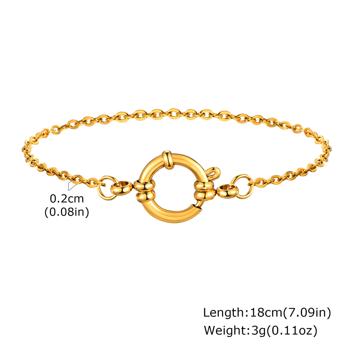 Stainless Steel Small Square Chain Bubble Buckle Gold Bracelet