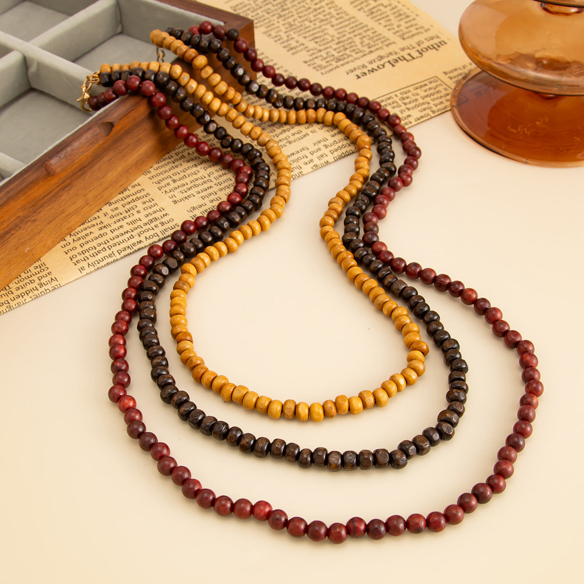 Ethnic Mixed-Bead Layered Sweater Necklace