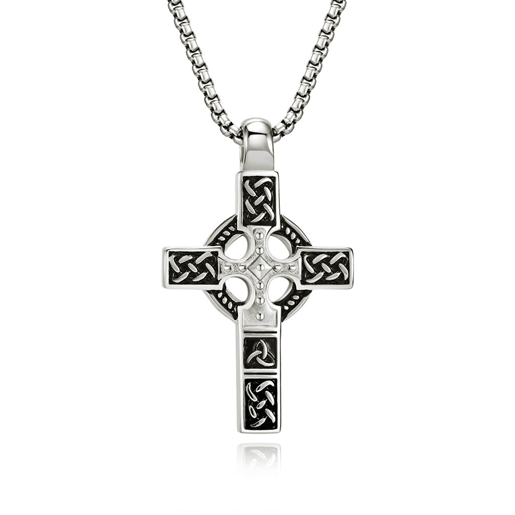 Steel Necklace – Vintage Men's Cross Pendant