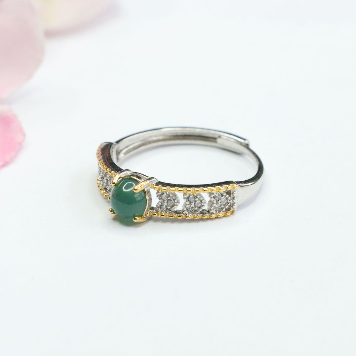 Icy Blue Jadeite Heart 925 Silver Ring