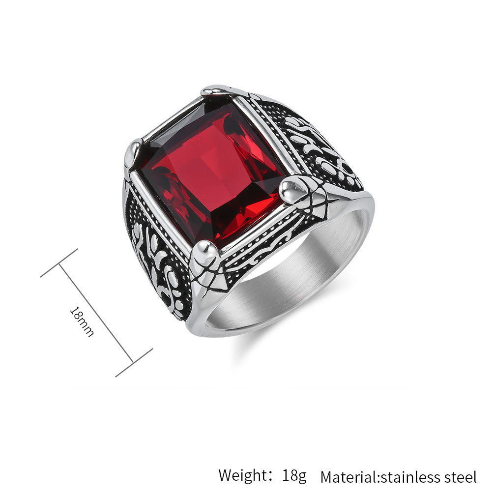 Imitation Gemstone Ring – Vintage Men's Ring
