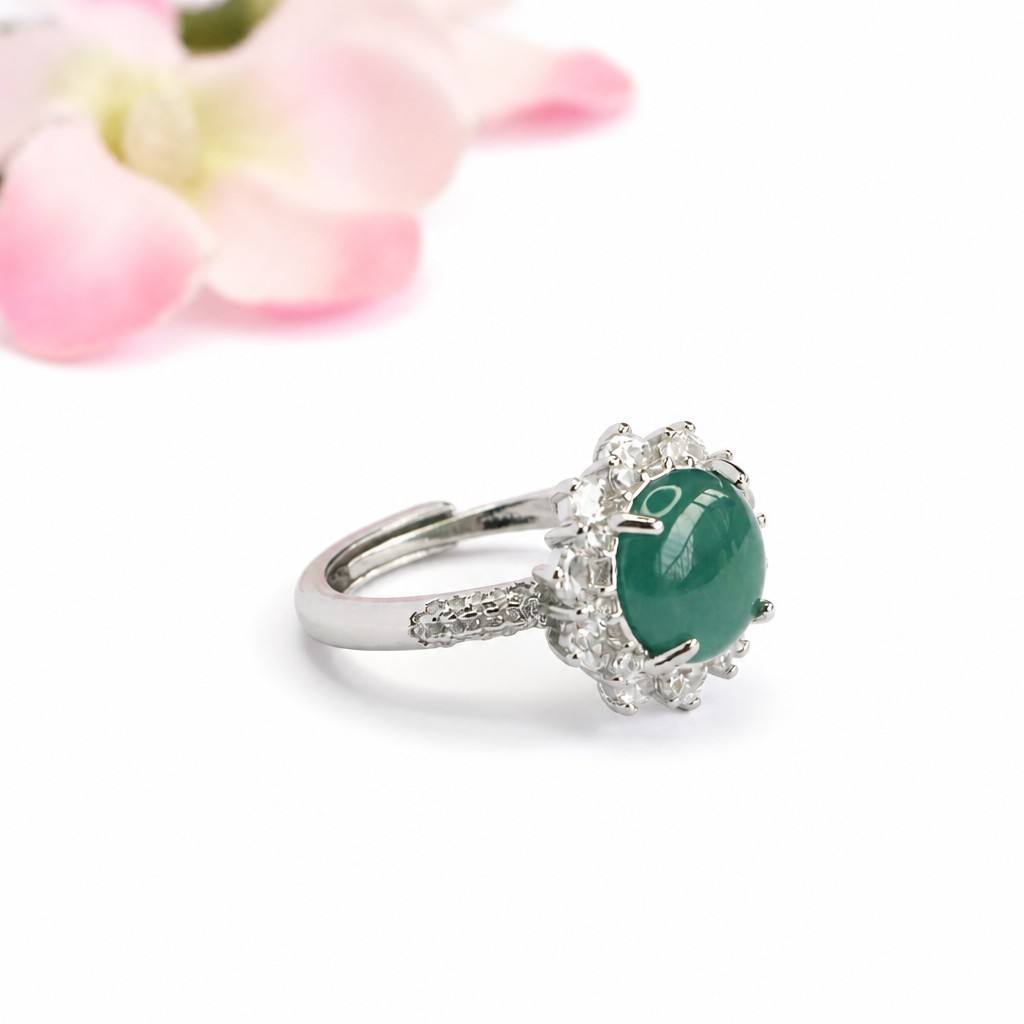 Blue Water Jadeite Statement Ring