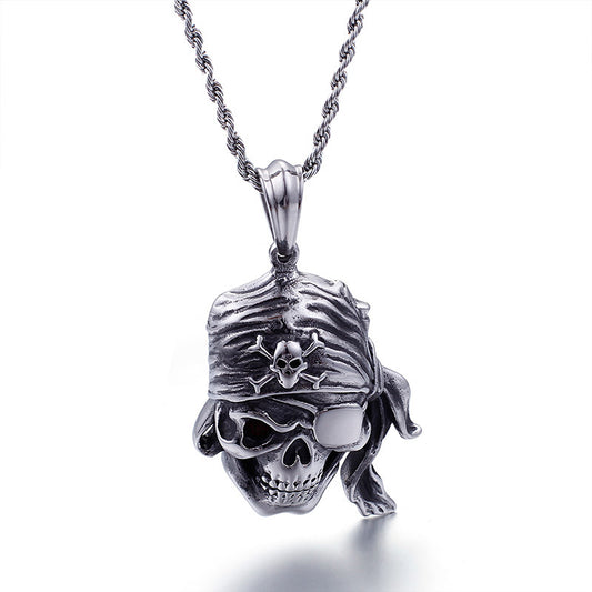 Planderful Collection: Vintage Zircon Skull Pirate Men's Pendant