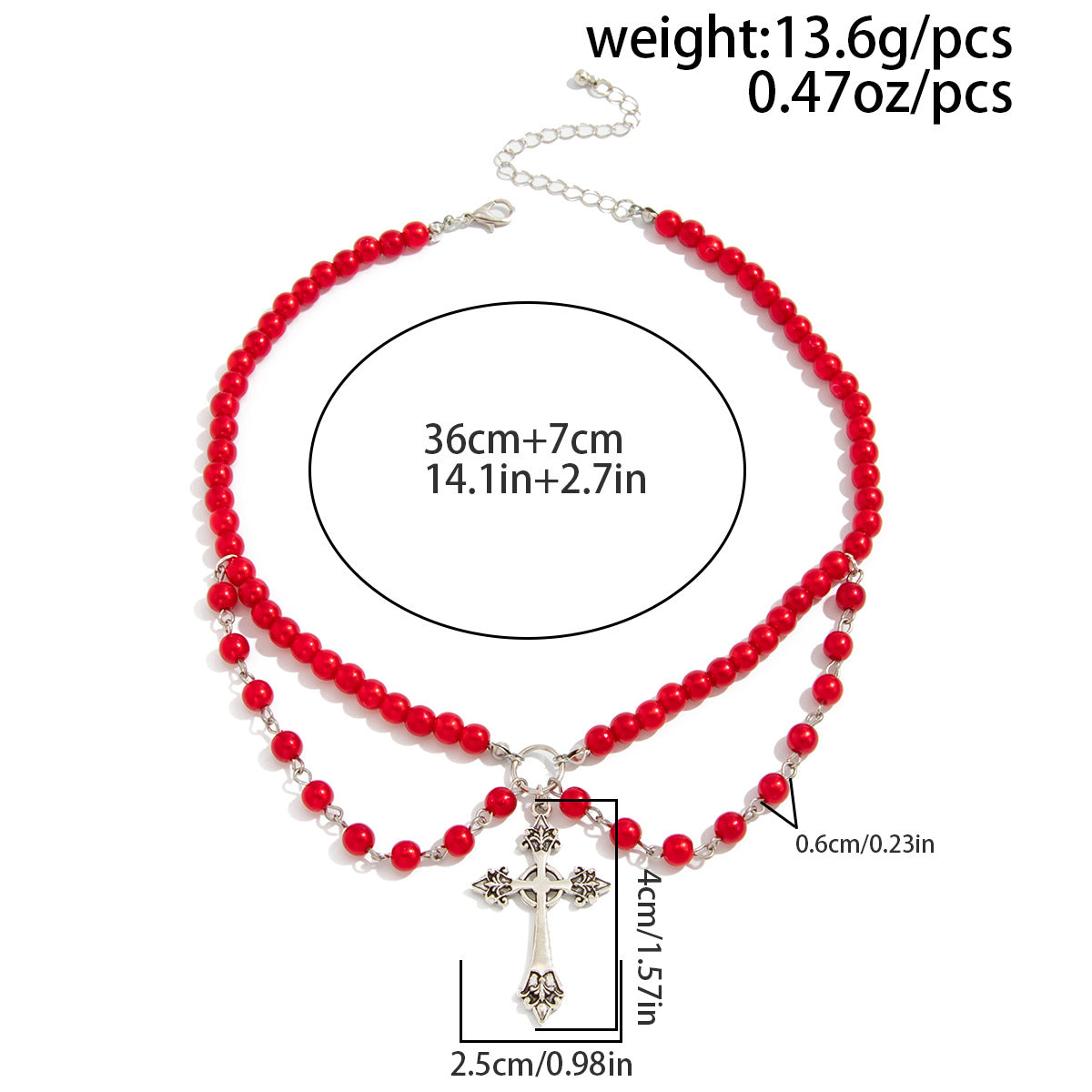 Gothic Crystal Cross Choker Necklace