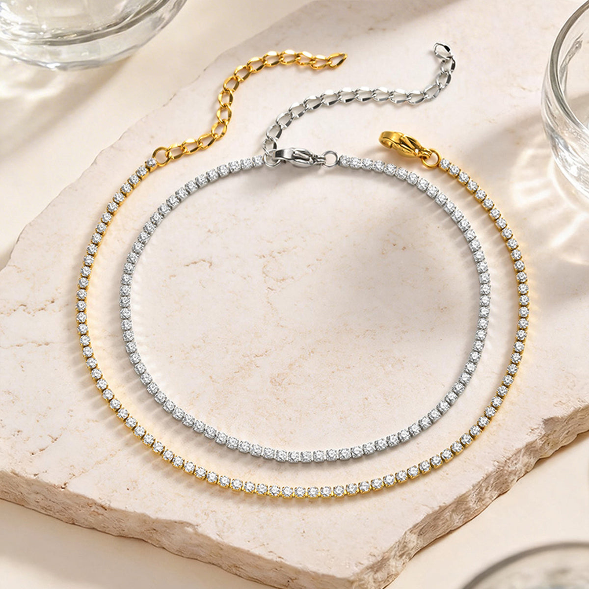 Zircon Stainless Steel Anklet