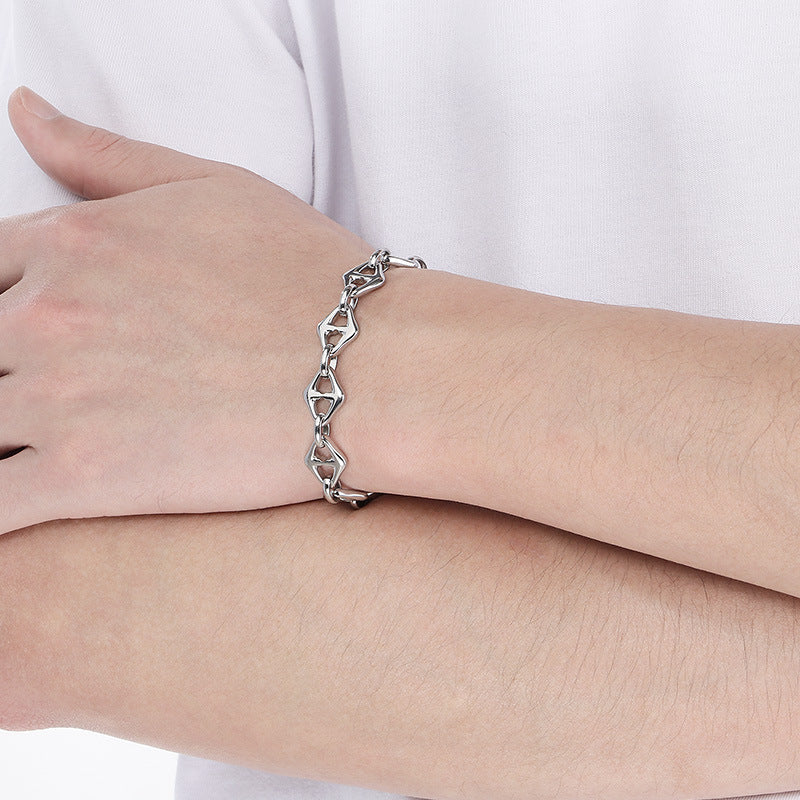 Planderful Unisex Titanium Stainless Steel Rhombus Bracelet