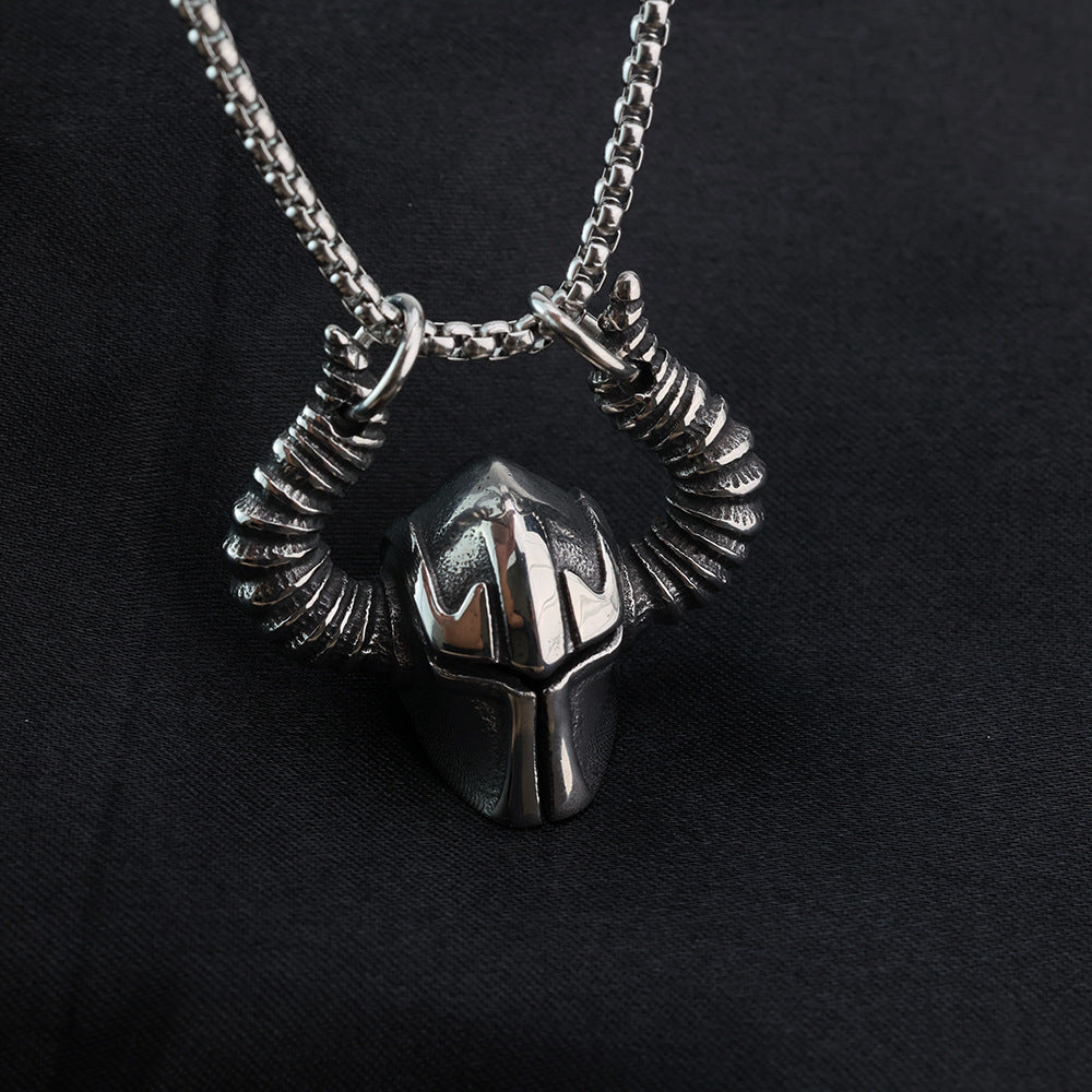 Vintage Men's Stainless Steel Viking Odin Helmet Necklace