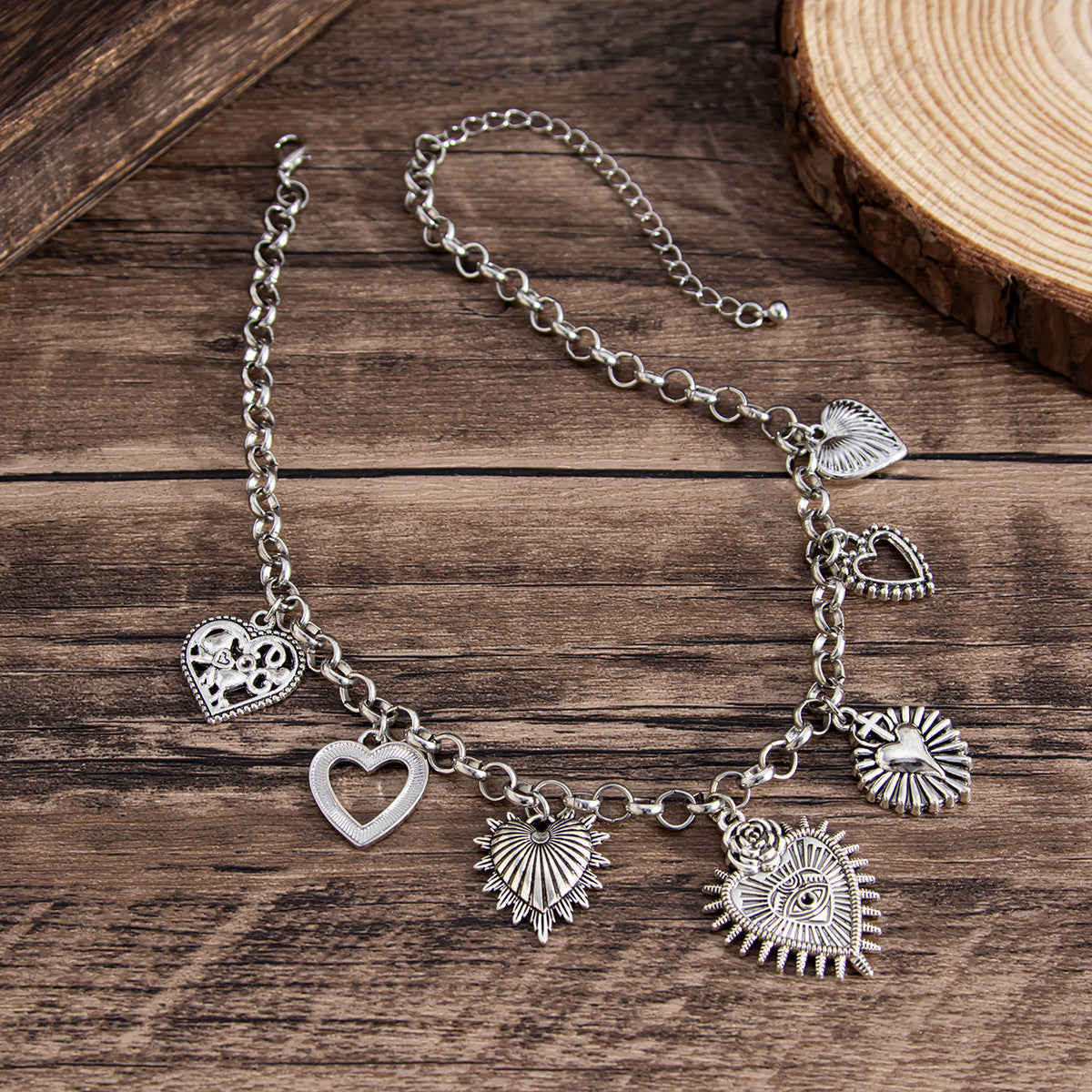 European and American necklace cross-border ins multi-love heart-shaped pendant jewelry, simple and personalized micro-inlaid cherry necklace