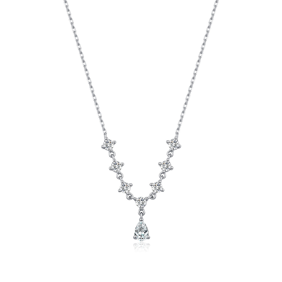 925 Sterling Silver 0.50 ct Teardrop Moissanite Necklace