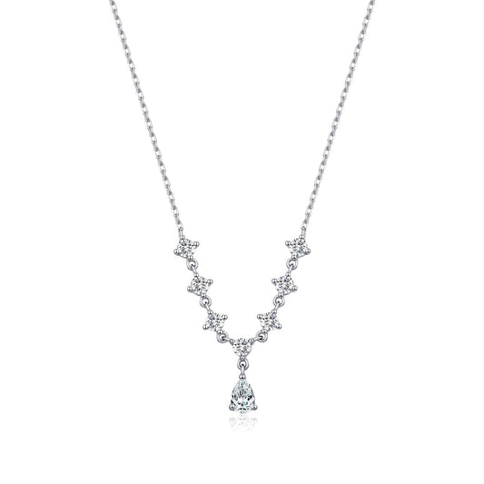 925 Sterling Silver 0.50 ct Teardrop Moissanite Necklace