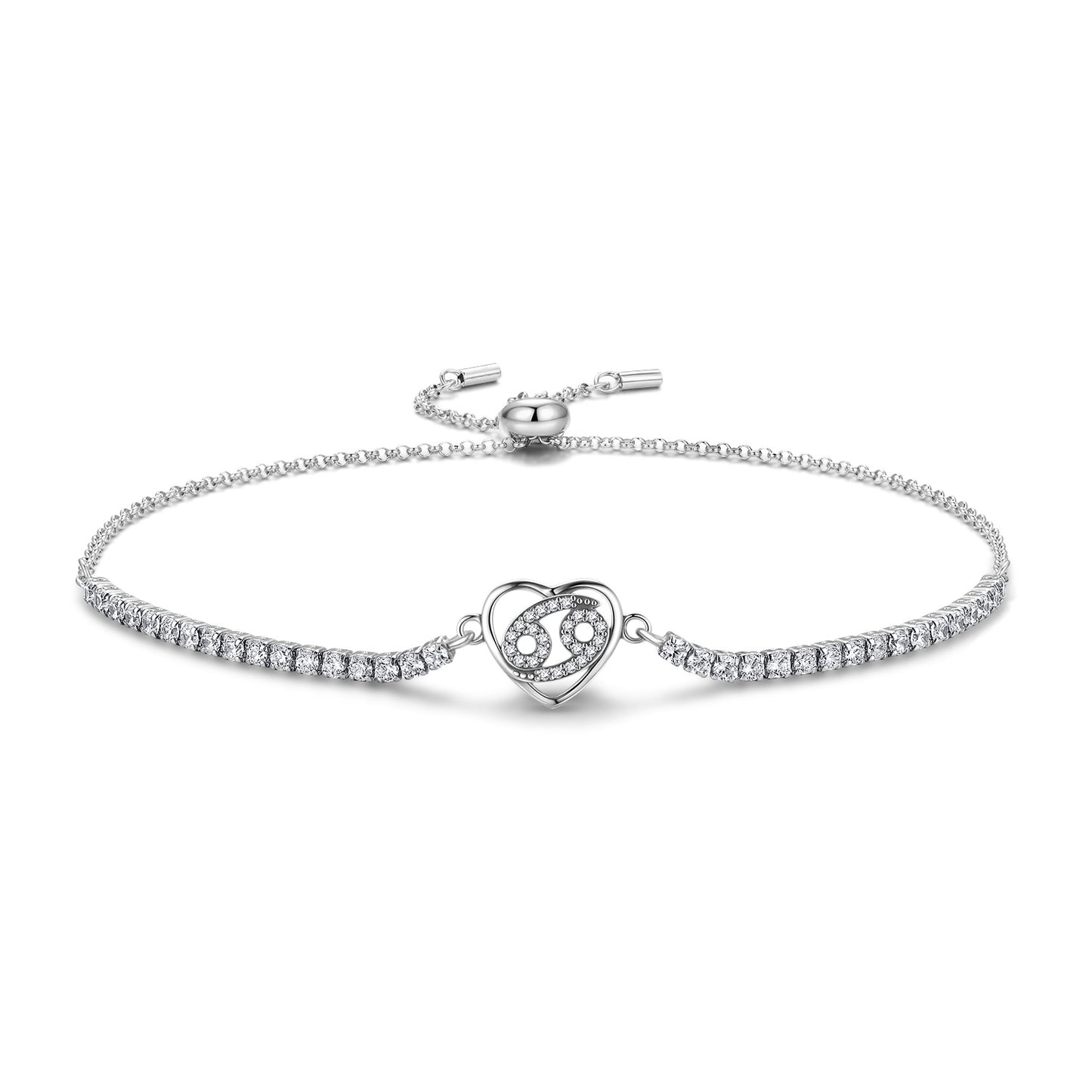 Planderful Jewelry Twelve Constellations Sterling Silver Zircon Bracelet Adjustable Length
