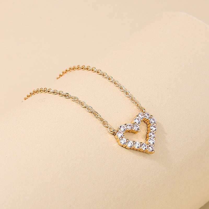 Sweet Korean Style Metal Heart Necklace for Women