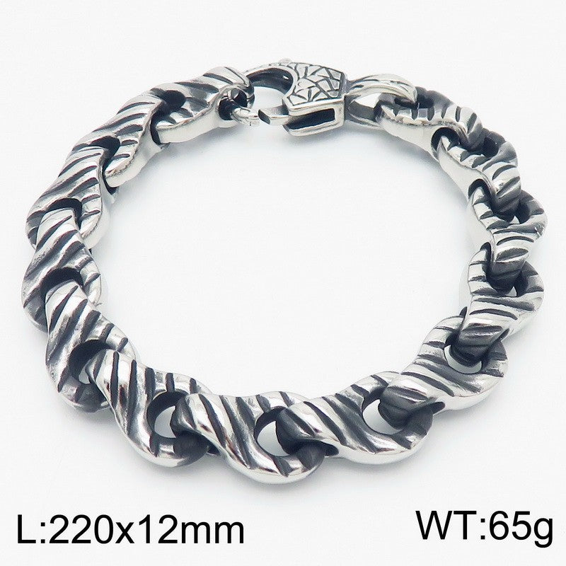 Stainless Steel Interlocking Handcuff Bracelet Punk Style