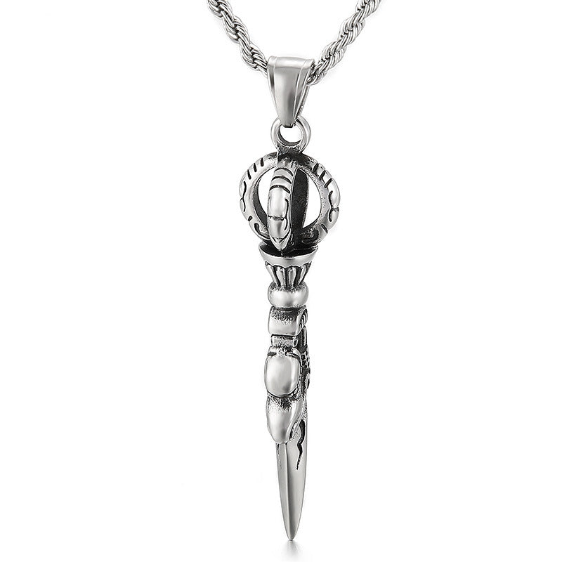 Bold and Edgy Stainless Steel Men's Pendant with Vintage Flair
