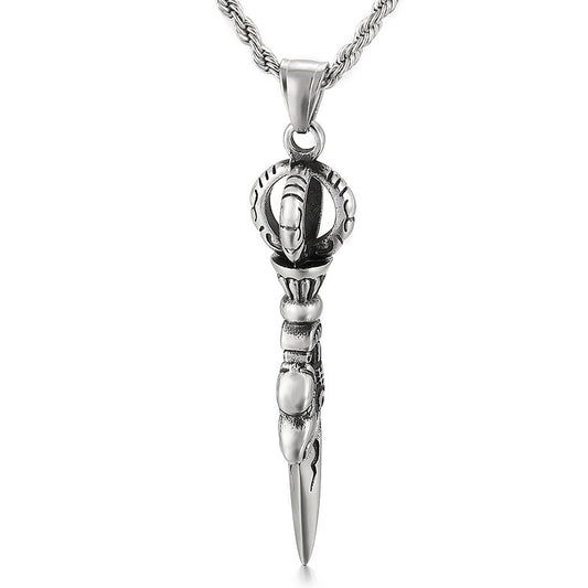 Bold and Edgy Stainless Steel Men's Pendant with Vintage Flair