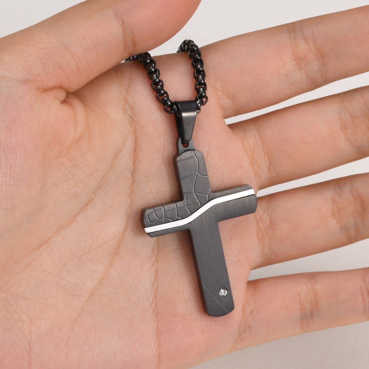 European And American Jewelry Stainless Steel Cross Pendant Necklace For Men