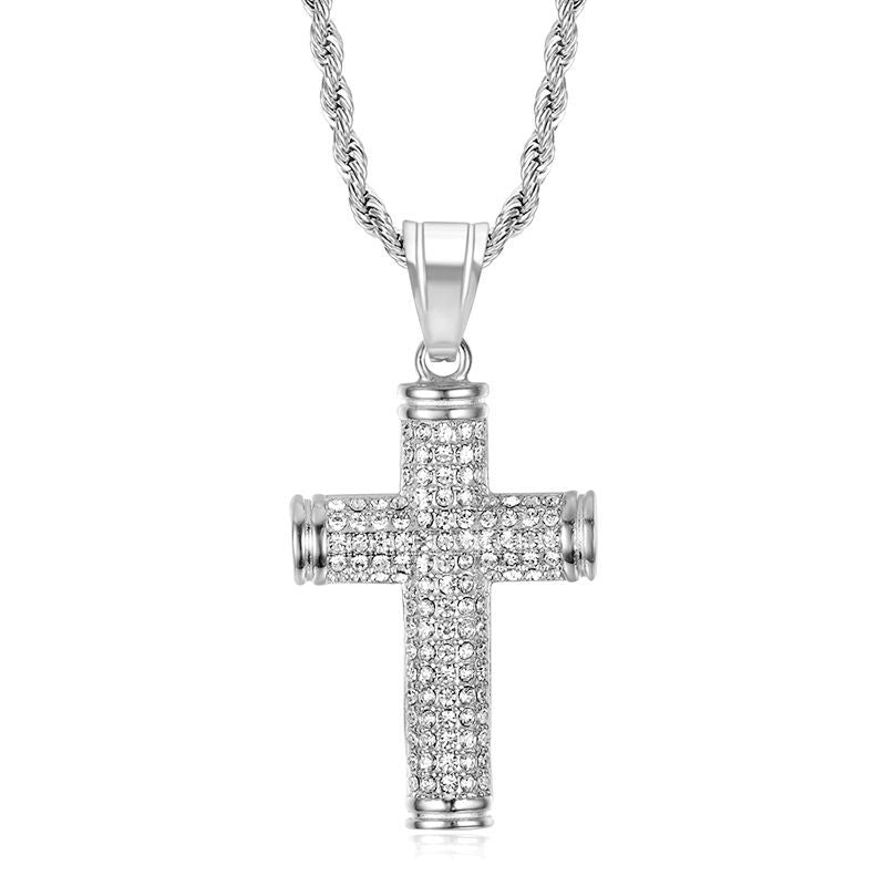 Planderful Everyday Genie Gold Plated Rhinestone Cross Necklace For Hip Hop Jewelry Fans Urban Style