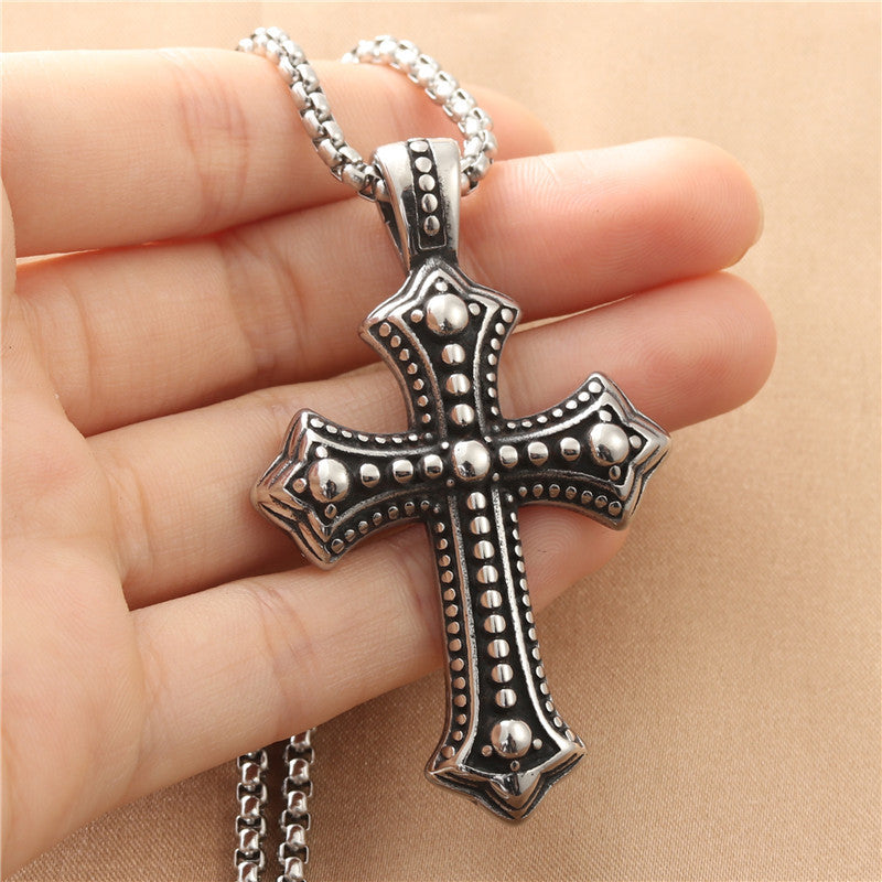 Personalized Titanium Steel Cross Ball Pendant Necklace for Trendy Men