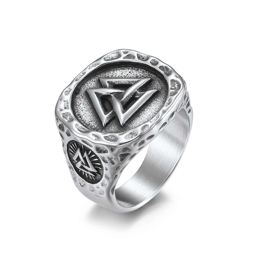 Planderful Viking Odin Triangle Ring For Men Stainless Steel Symbol Jewelry With Bold Nordic Heritage