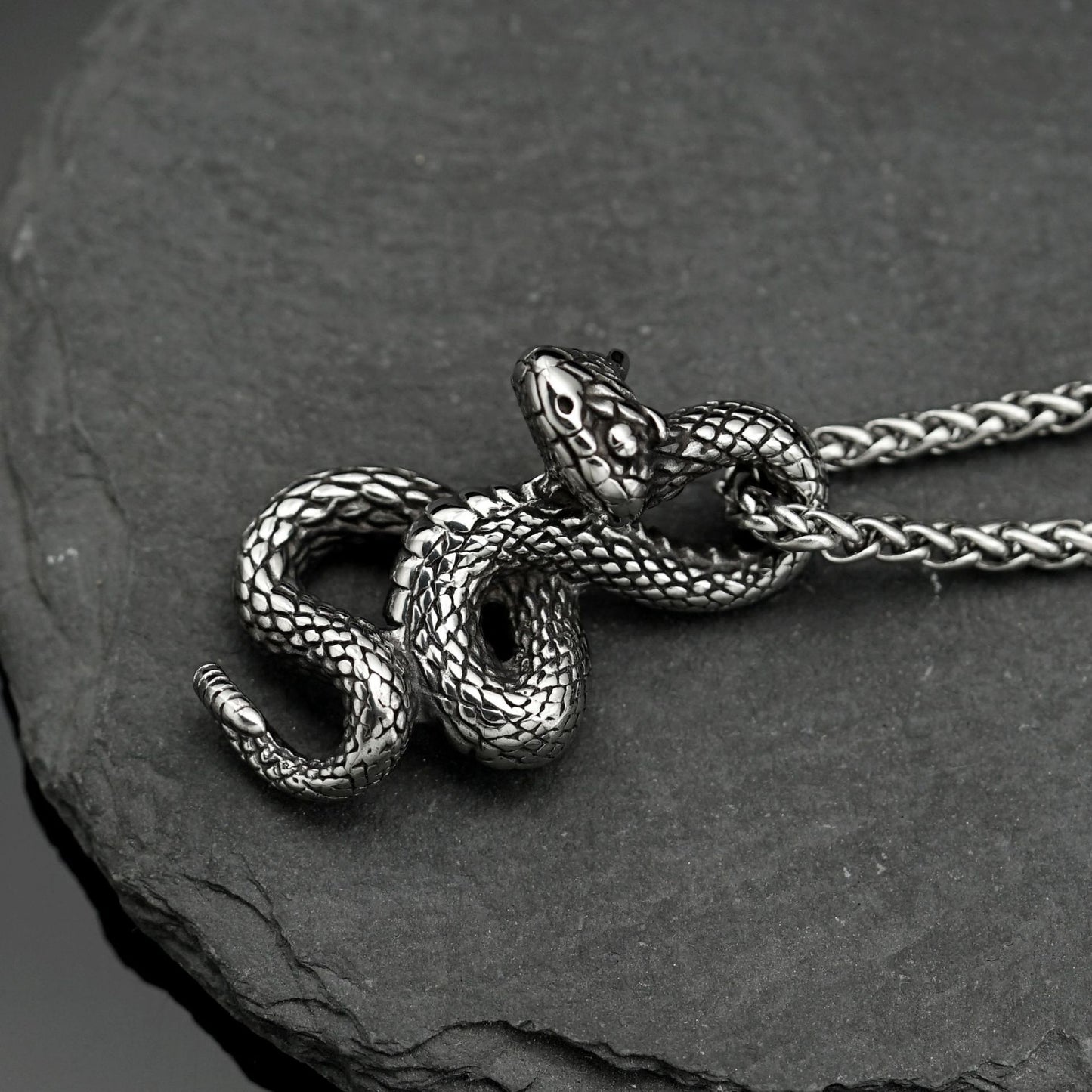 Steel Necklace - Statement Retro Python Pendant