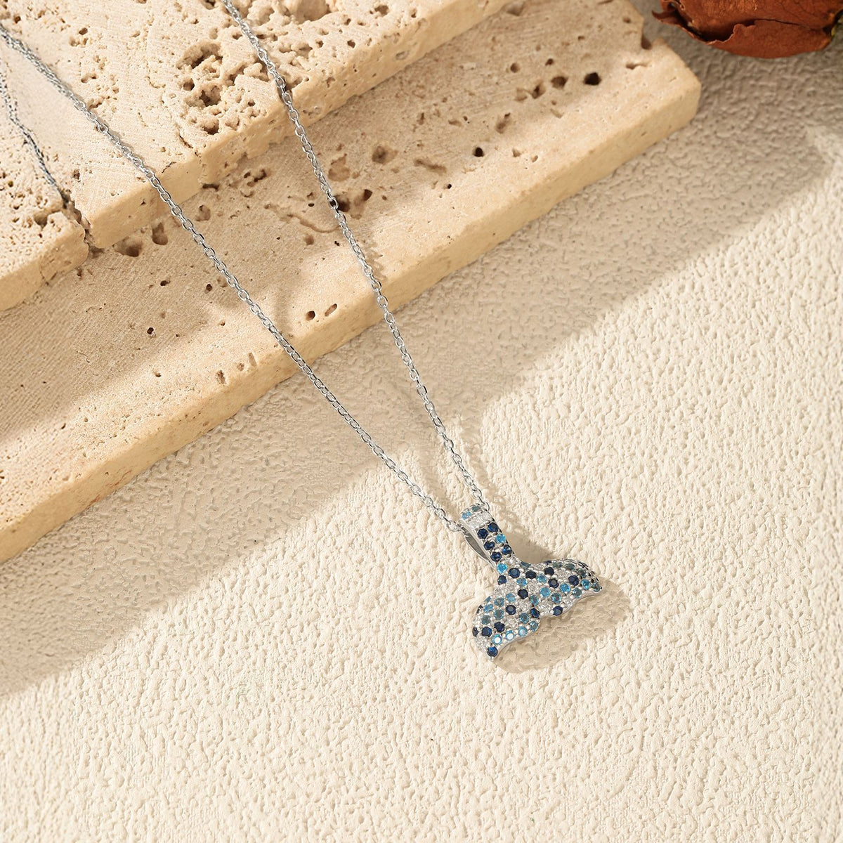 925 Sterling Silver Mermaid Tail Zircon Necklace