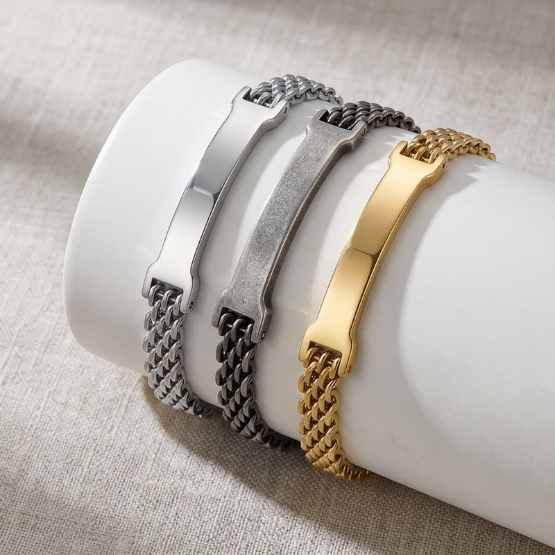 Smooth Curved Bar Mesh Chain Titanium Steel Bracelet Stainless Steel Extension Chain