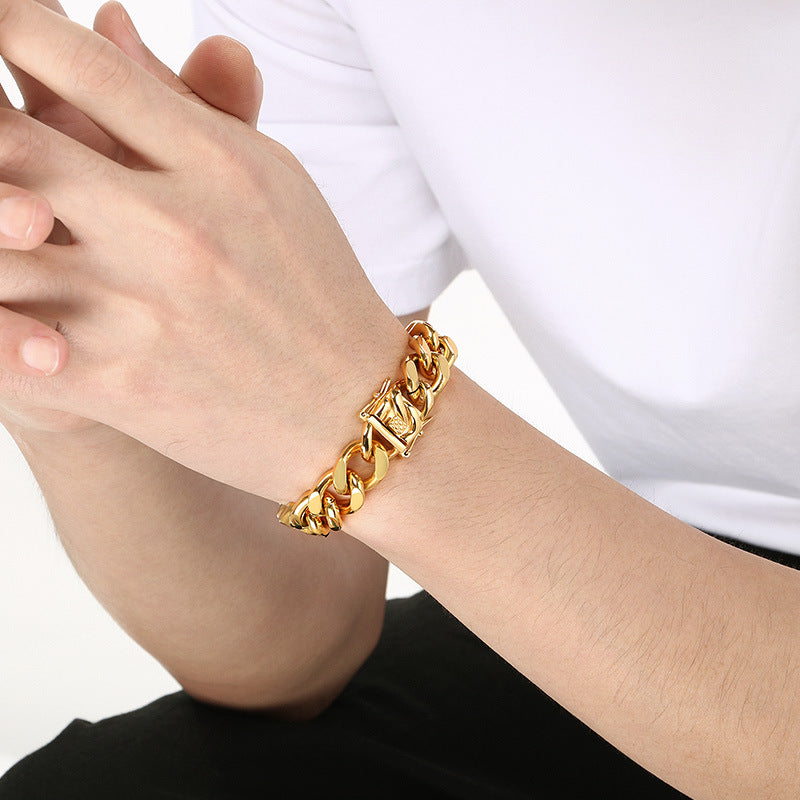 Planderful Mens Dragon Beard Buckle Cuban Chain Bracelet