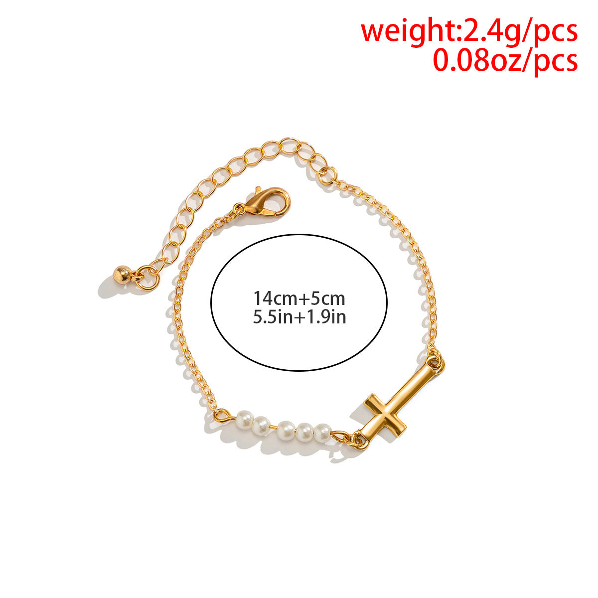 Planderful Vienna Verve Geometric Chain Bracelet For Women With Faux Pearl Cross Accent Versatile Statement Jewelry