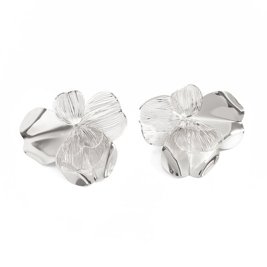Planderful Vienna Verve Ginkgo Leaf Stud Earrings for Women Vintage Floral Irregular Statement Design