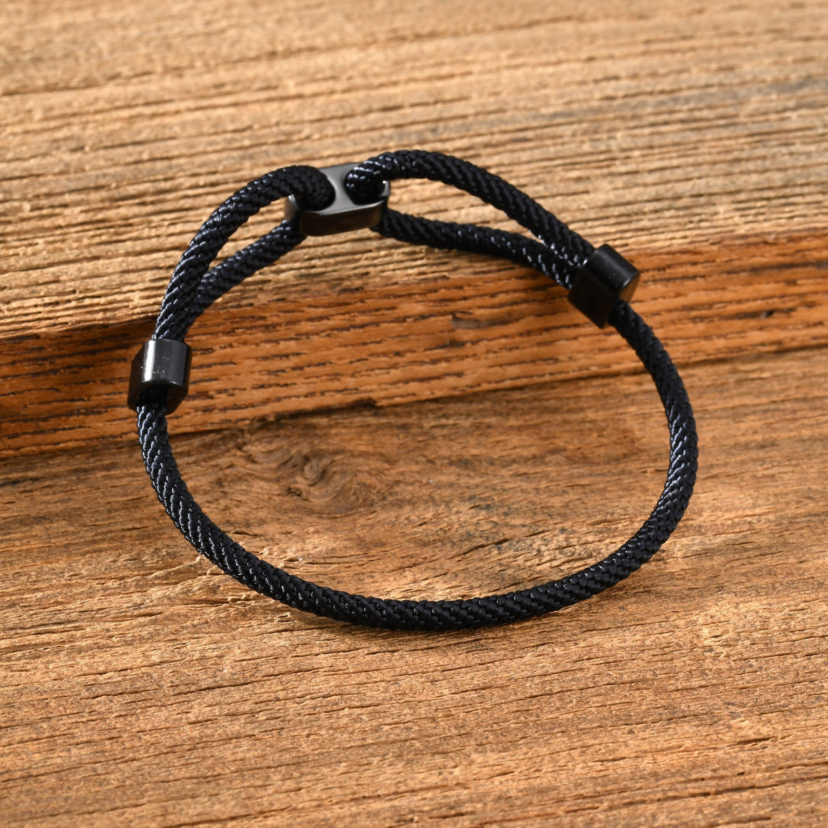 Adjustable Black Stainless Steel Bracelet for Men