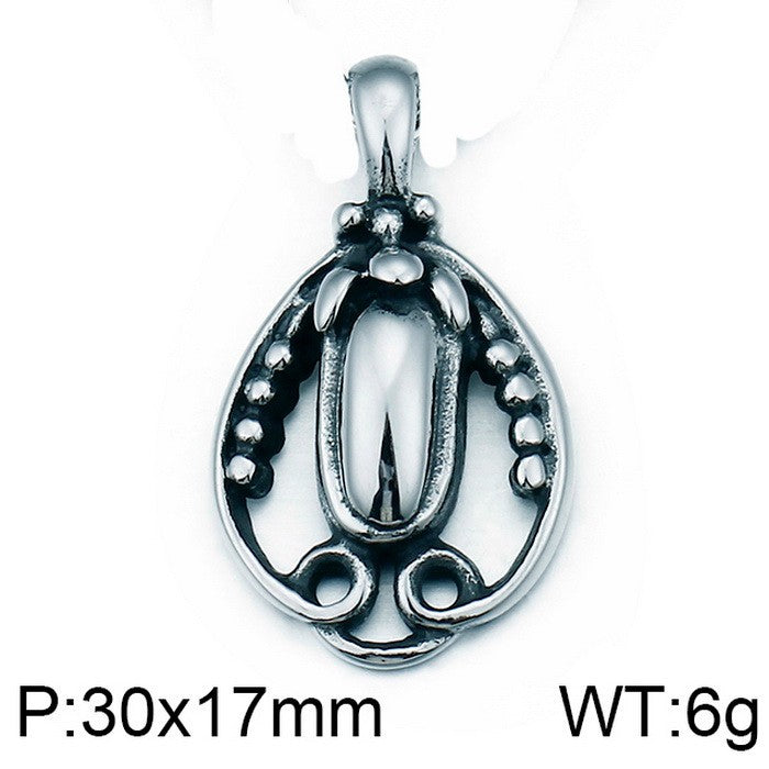 Planderful Vintage Cross Flower Mens Pendant Black Zircon