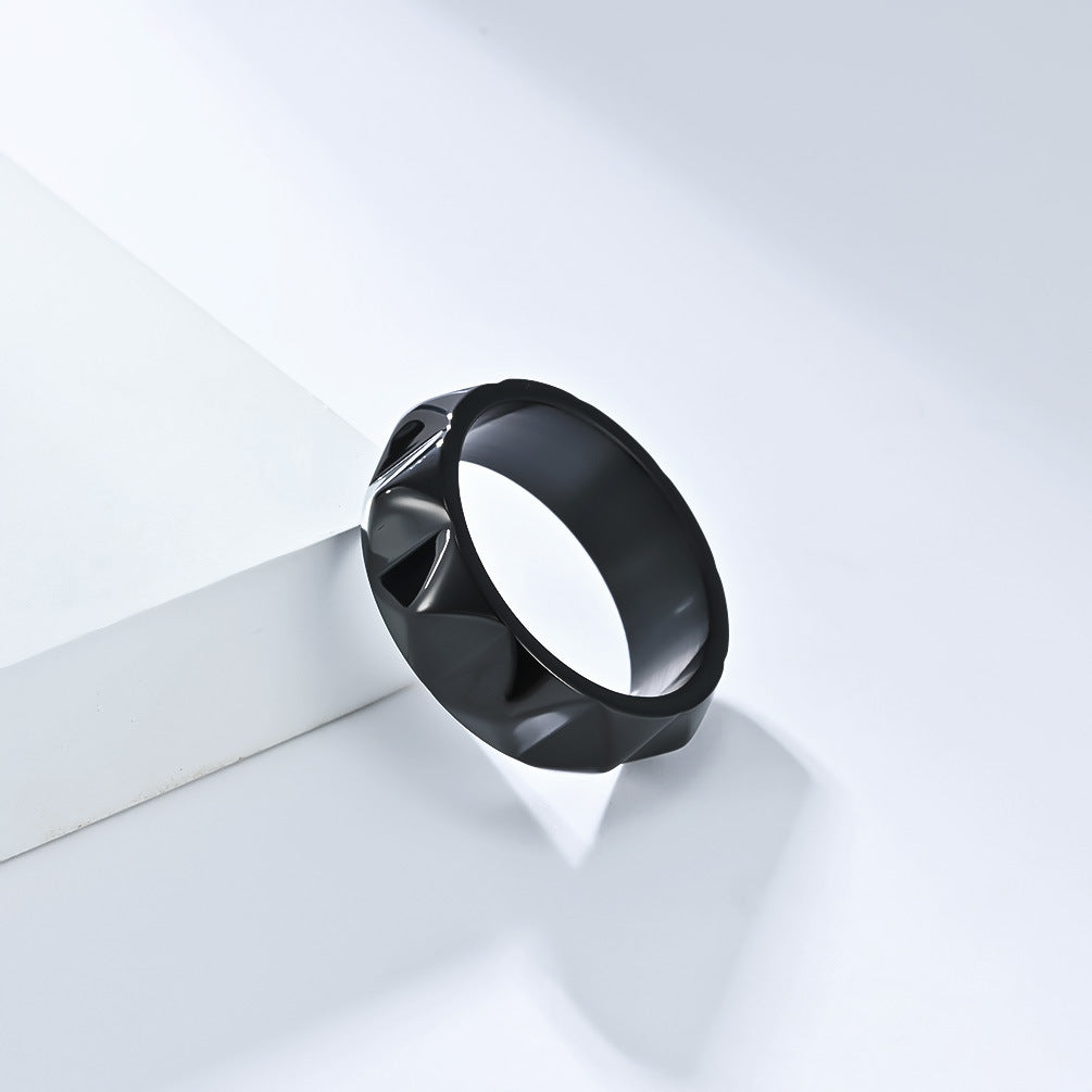Steel Ring – Minimalist Tapered Rhombus Surface