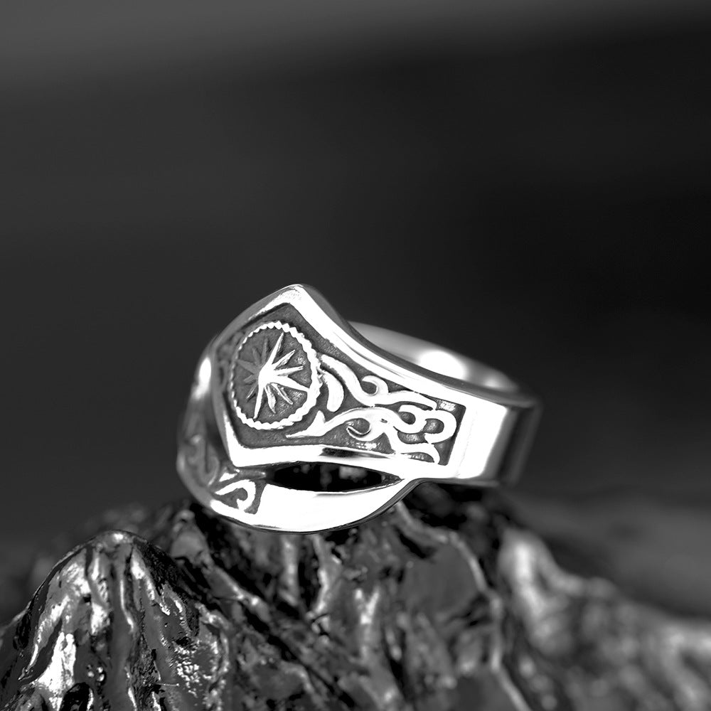 European and American Vintage Jewelry Stainless Steel Men's Ring