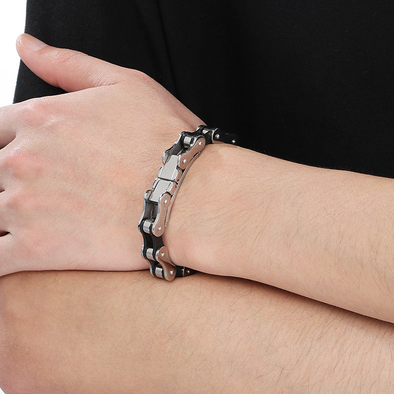 Planderful Mens Titanium Steel Bracelet Bicycle Woven